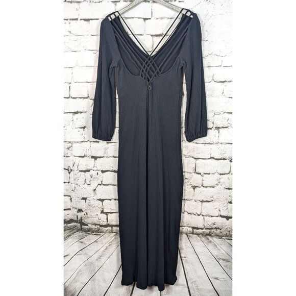 FREE PEOPLE BEACH "Amalfi Coast" Gauzy Maxi Dress Boho Goth Whimsigoth MEDIUM - Picture 4 of 8